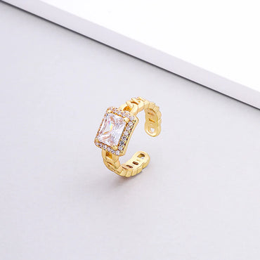 Fashion Square Copper Inlaid Zircon Rings