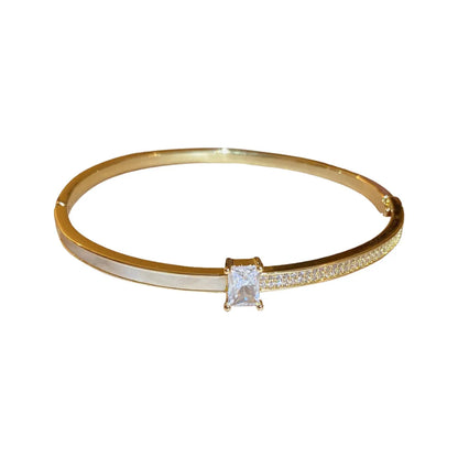 Fashion Square Copper Inlay Zircon Bangle 1 Piece