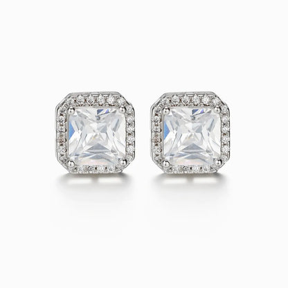 Fashion Square Copper Inlay Zircon Ear Studs 1 Pair