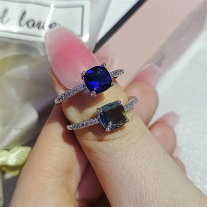 Fashion Square Copper Inlay Zircon Rings