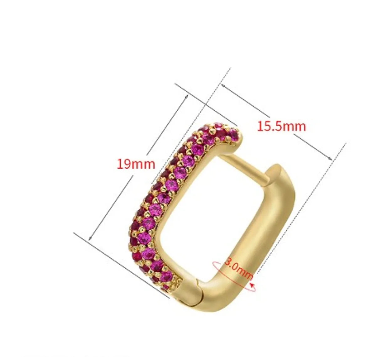 Fashion Square Copper Plating Inlay Rhinestones 1 Piece