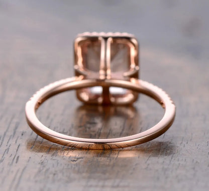 Fashion Square Diamond Ring Luxury Copper Plated Rose Gold Inlaid Zircon Ring