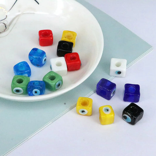 1 Piece 10 * 8mm Glass Square Eye Beads