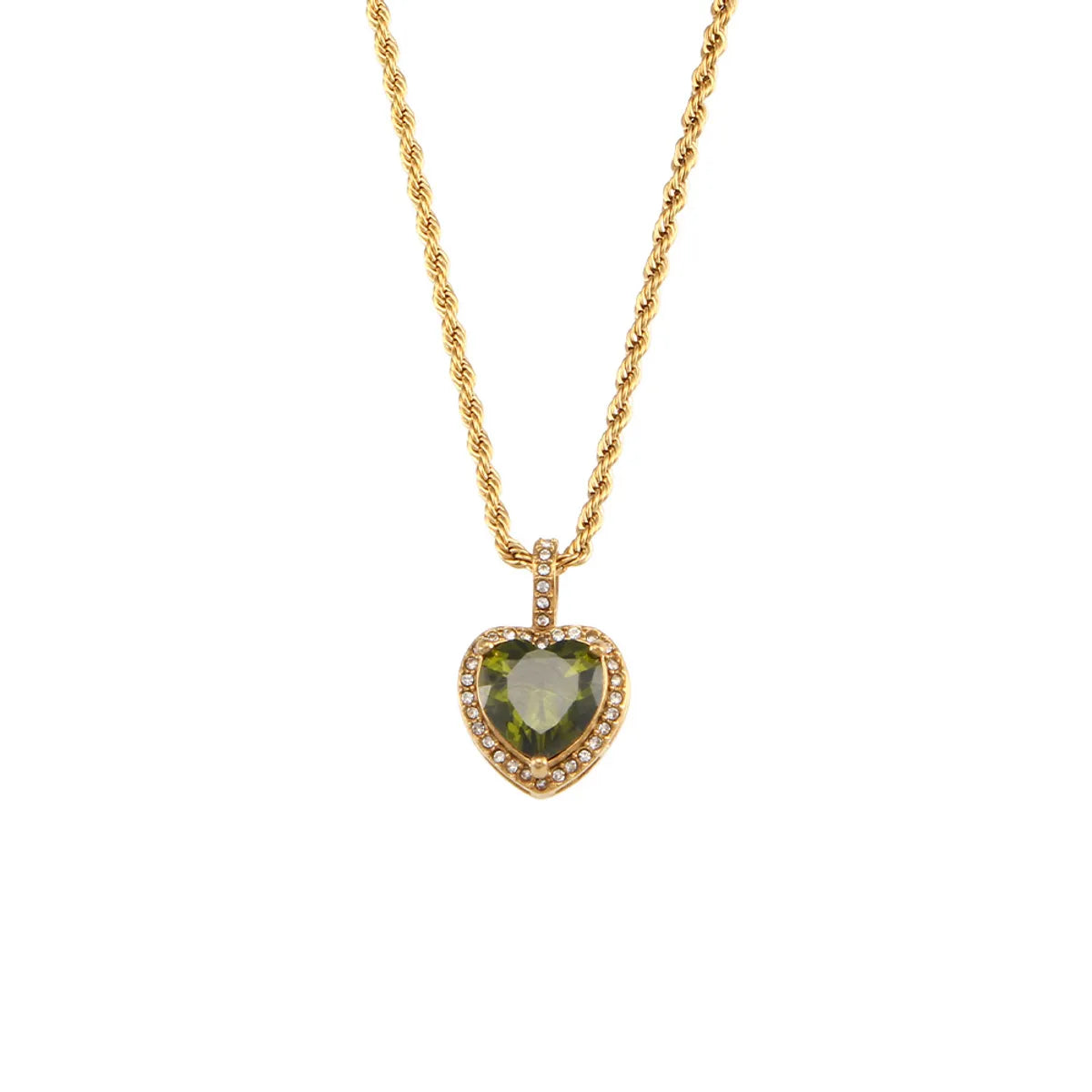 Wholesale Jewelry Fashion Square Heart Shape 304 Stainless Steel 18K Gold Plated Inlaid Zircon Necklace