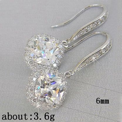 Fashion Square Inlaid Zircon Copper Drop Earrings Wholesale