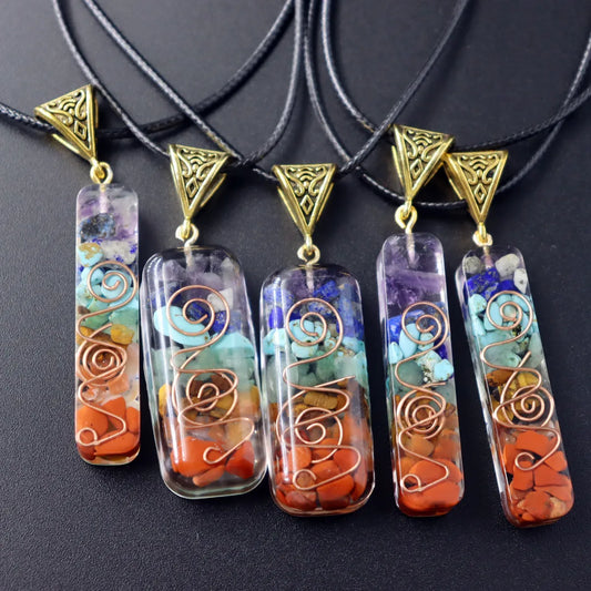 Fashion Square Natural Stone Epoxy Pendant Necklace 1 Piece