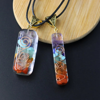 Fashion Square Natural Stone Epoxy Pendant Necklace 1 Piece