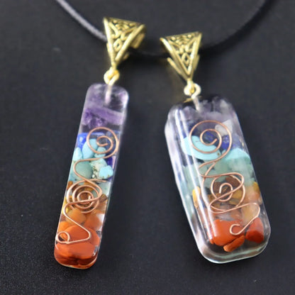 Fashion Square Natural Stone Epoxy Pendant Necklace 1 Piece