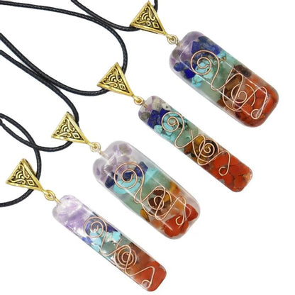 Fashion Square Natural Stone Epoxy Pendant Necklace 1 Piece