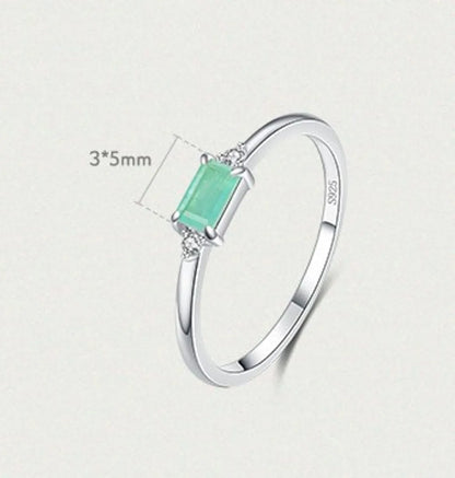 Fashion Square Silver Plating Inlay Artificial Gemstones Rings 1 Piece