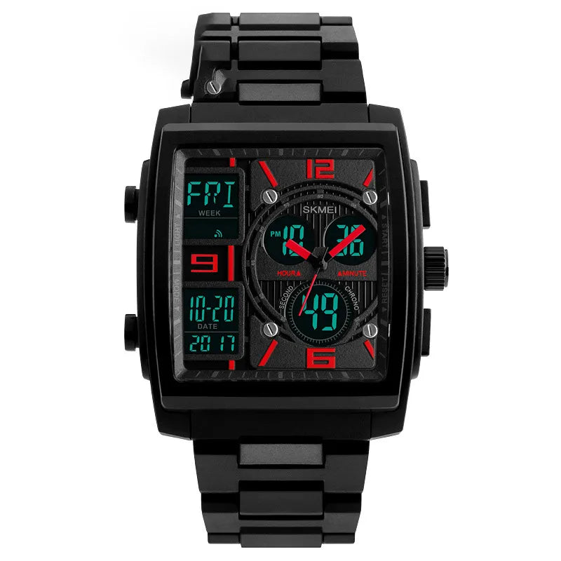 Fashion Square Single Folding Buckle Electronic Men'S Watches