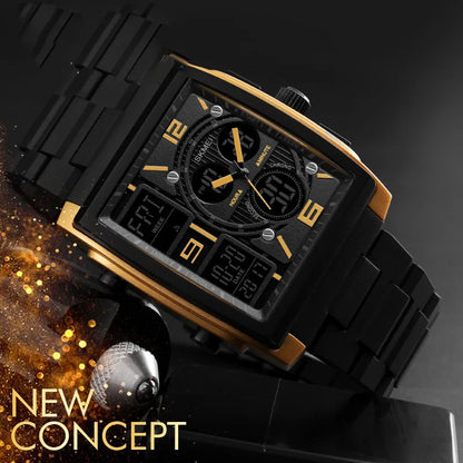 Fashion Square Single Folding Buckle Electronic Men'S Watches