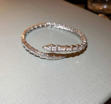 Fashion Square Snake Copper Zircon Bangle In Bulk