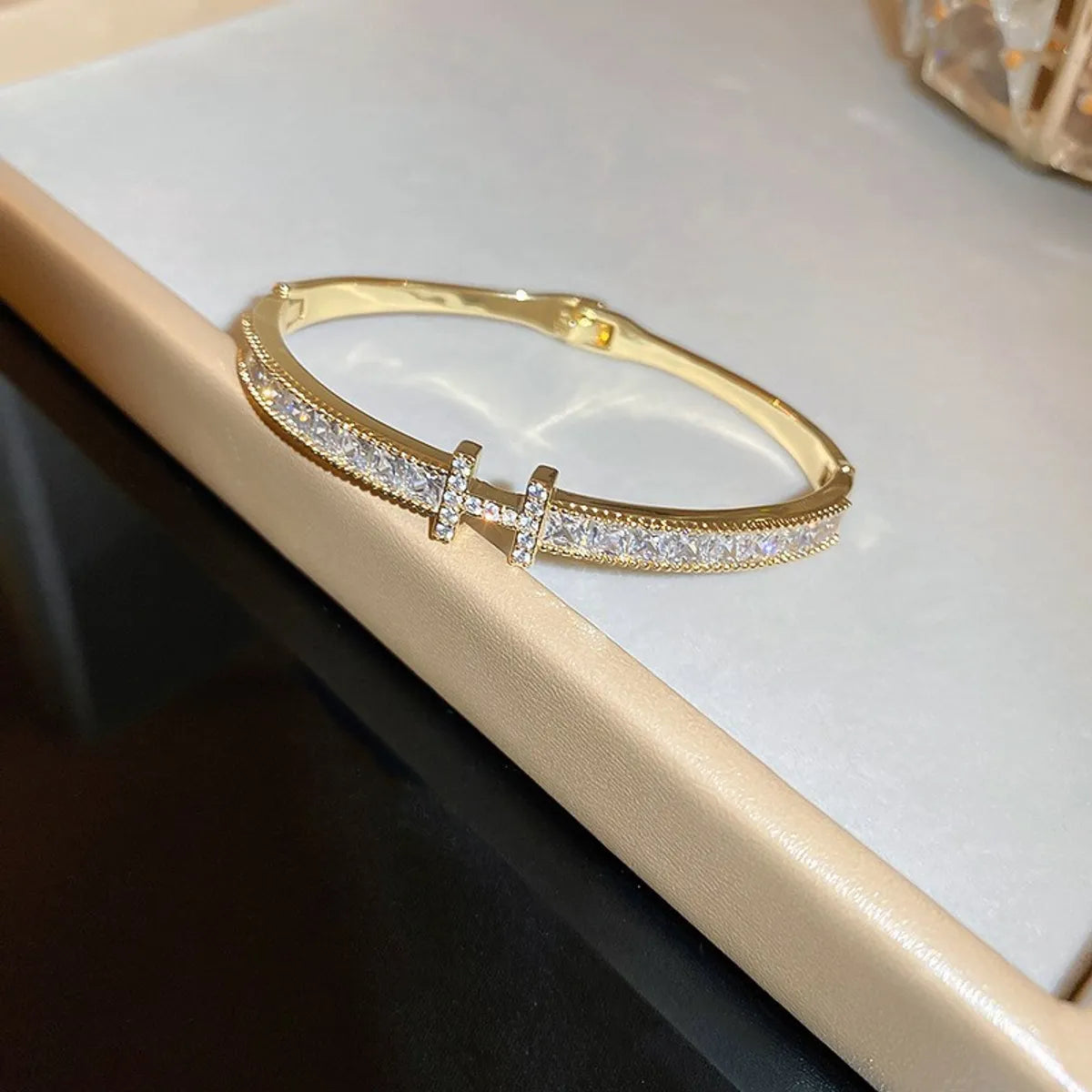 Fashion Square Snake Copper Zircon Bangle In Bulk