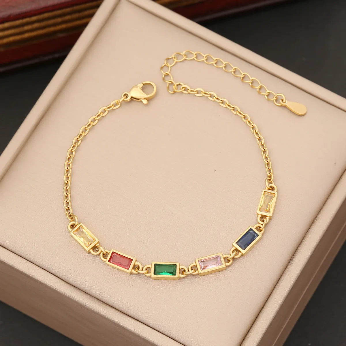 Fashion Square Stainless Steel Plating Inlay Zircon Bracelets Earrings Necklace