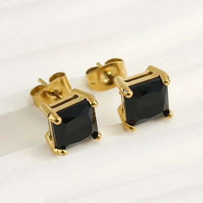 1 Pair Fashion Square Plating Inlay Stainless Steel Zircon Ear Studs