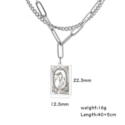 Fashion Square Stainless Steel Plating Layered Necklaces 1 Piece