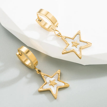 Fashion Square Star Plating 304 Stainless Steel Resin 18K Gold Plated Drop Earrings