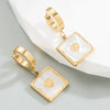 Fashion Square Star Plating 304 Stainless Steel Resin 18K Gold Plated Drop Earrings