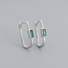 Fashion Square Sterling Silver Earrings Plating Metal Zircon 925 Silver Earrings