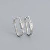 Fashion Square Sterling Silver Earrings Plating Metal Zircon 925 Silver Earrings