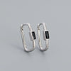 Fashion Square Sterling Silver Earrings Plating Metal Zircon 925 Silver Earrings