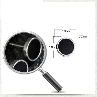 Fashion Stainless Steel Black Dumbbell Round Stud Earrings Single