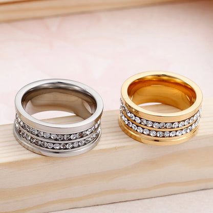 Fashion Stainless Steel Double Row Zircon Ring Wholesale Gooddiy