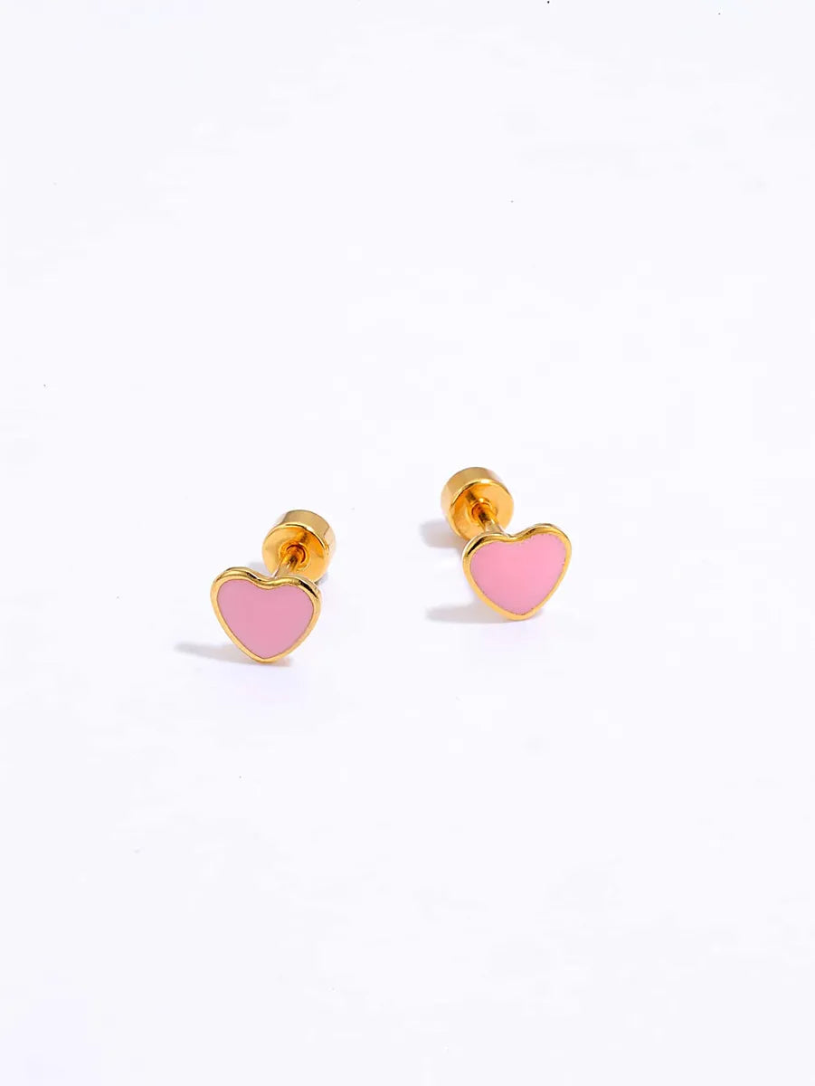 1 Piece Fashion Heart Plating Stainless Steel Earrings