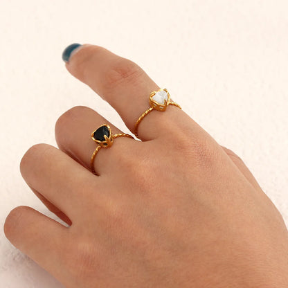 Lady Heart Stainless Steel Inlaid Zircon Zircon Gold Plated Rings