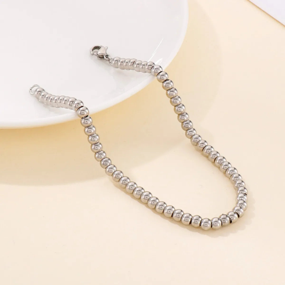 Fashion Stainless Steel Lobster Clasp Diy 4mm Ball Bracelet Ladies String Beads Chain