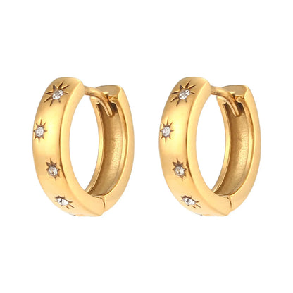 Fashion Sun Plating Stainless Steel Zircon Earrings