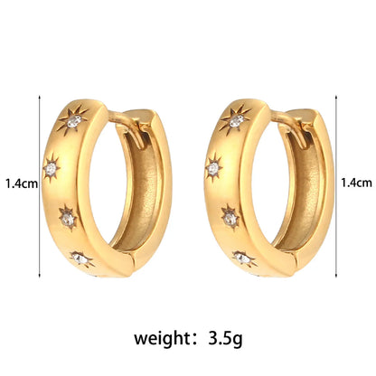 Fashion Sun Plating Stainless Steel Zircon Earrings