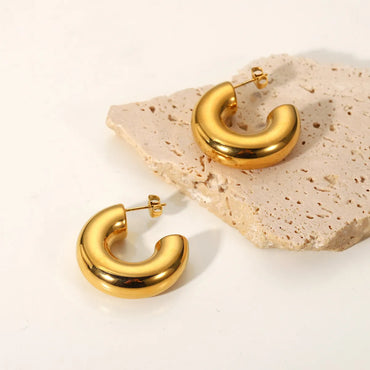 Fashion Stainless Steel Thick Hollow C-shaped Stud Earrings Wholesale