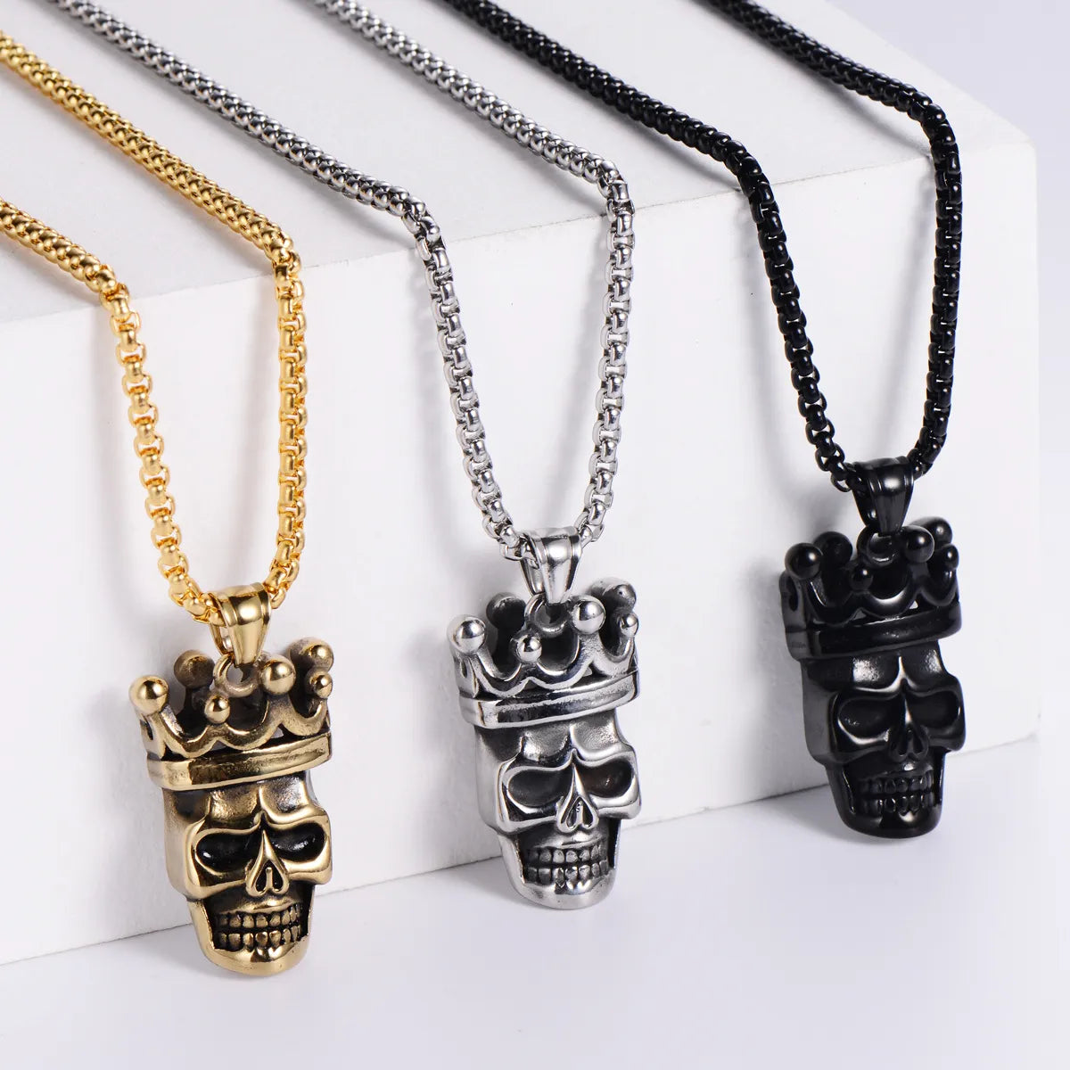 Fashion Stainless Steel Titanium Steel Skull Ghost Head Pendant Wholesale Gooddiy