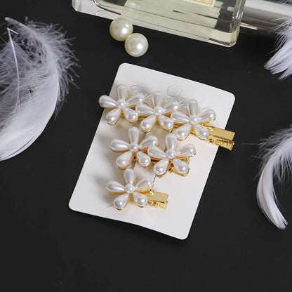 Fashion Star Alloy Inlay Pearl Hair Clip 3 Pieces