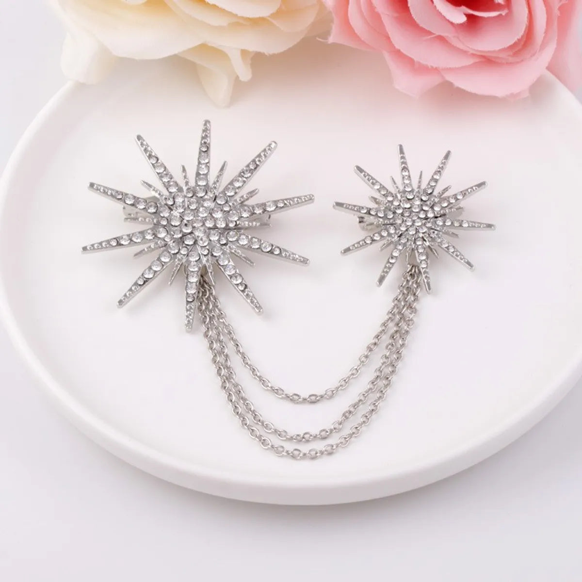 Fashion Star Alloy Plating Inlay Rhinestones Women'S Brooches