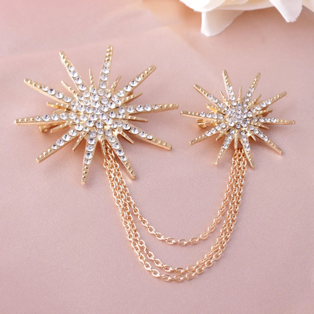 Fashion Star Alloy Plating Inlay Rhinestones Women'S Brooches