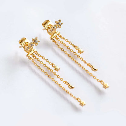 Fashion Star Brass Inlay Zircon Drop Earrings 1 Pair