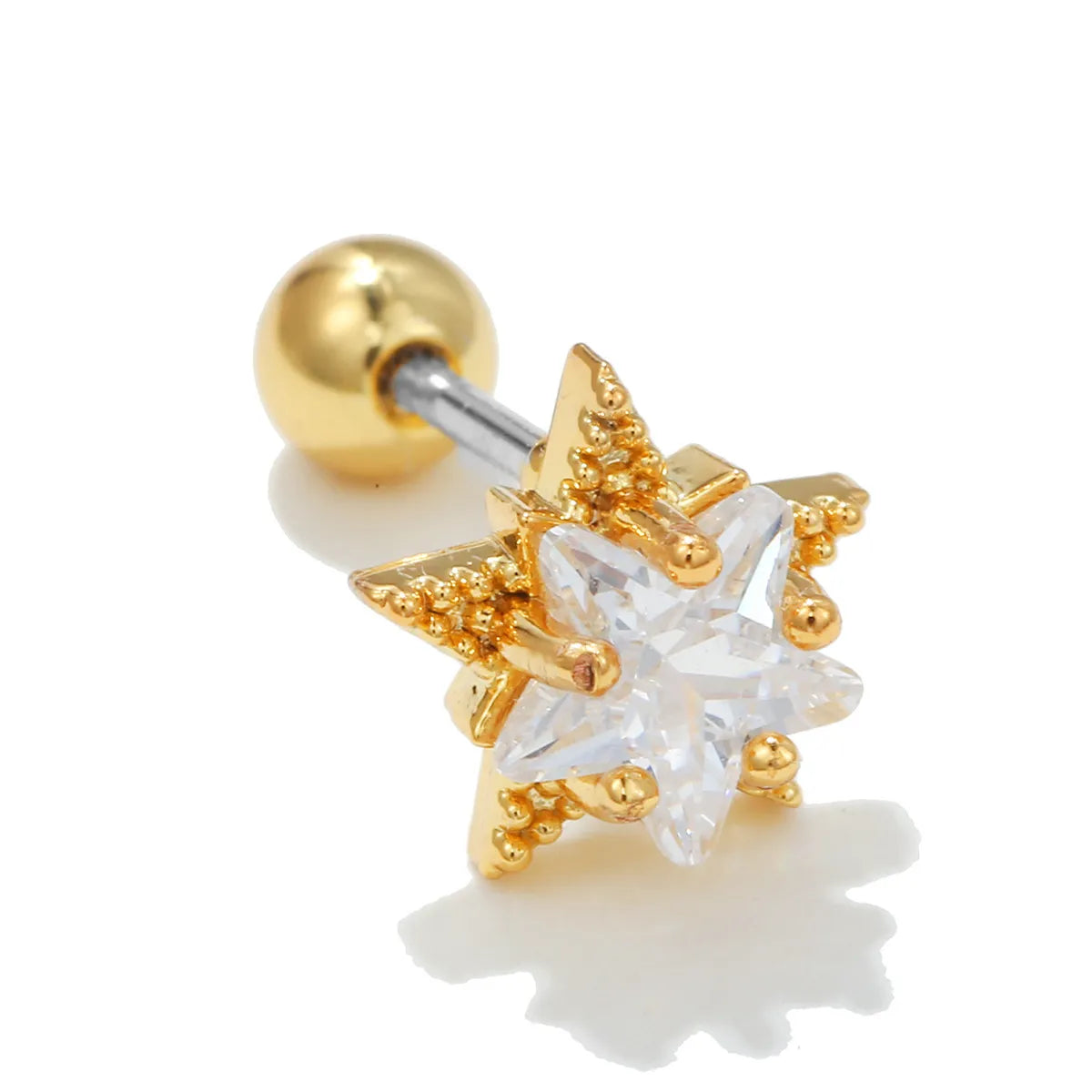 Fashion Star Copper Inlay Zircon Ear Studs 1 Piece