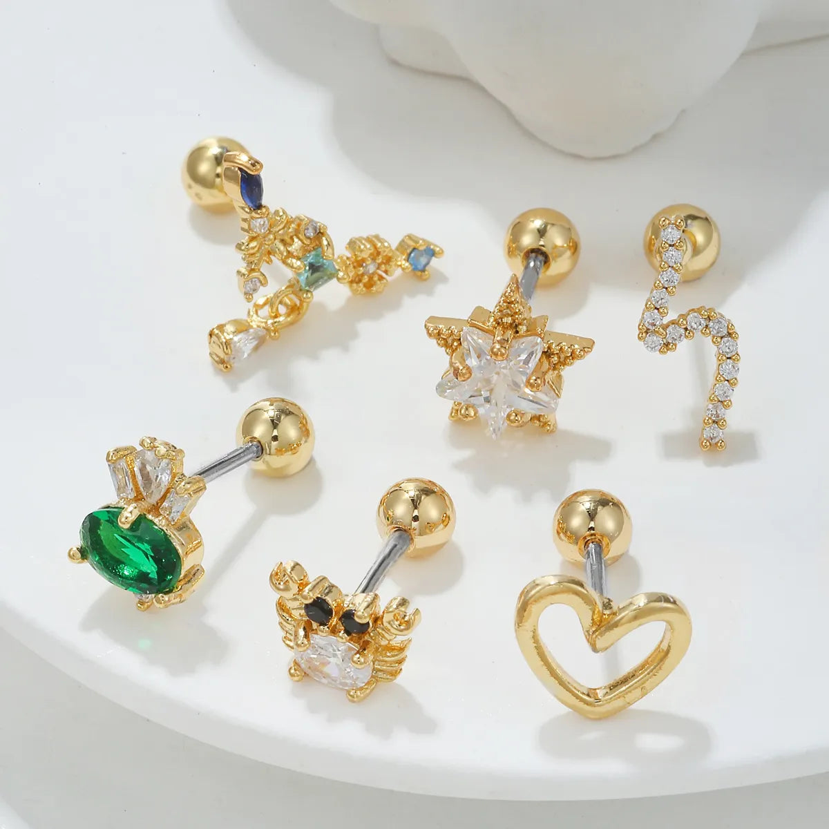 Fashion Star Copper Inlay Zircon Ear Studs 1 Piece