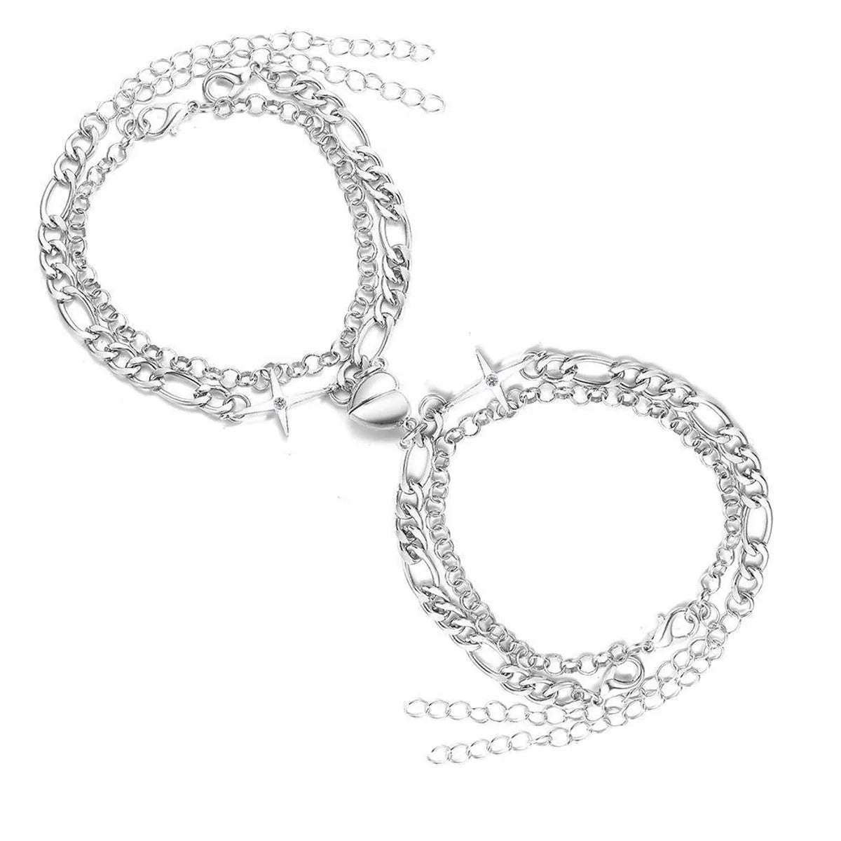 Fashion Star Heart Shape Alloy Couple Bracelets 1 Piece