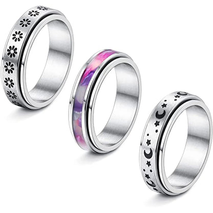 Fashion Star Heart Shape Flower Titanium Steel Rings 1 Piece