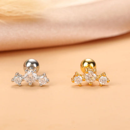 Fashion Star Heart Shape Stainless Steel Copper Plating Inlay Zircon Ear Studs 1 Piece