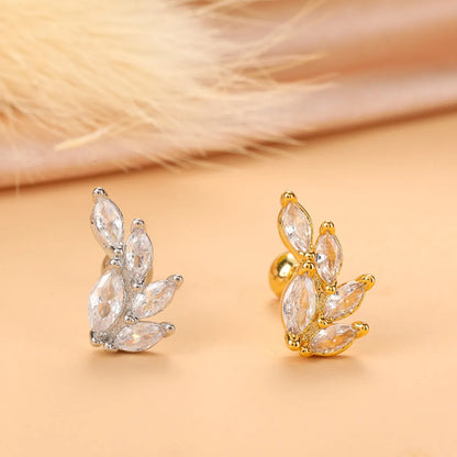 Fashion Star Heart Shape Stainless Steel Copper Plating Inlay Zircon Ear Studs 1 Piece