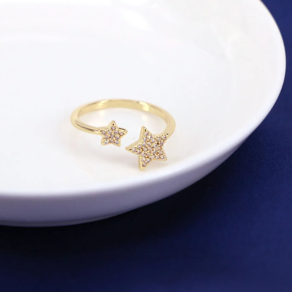 Fashion Star Copper Open Ring Plating Inlay Zircon Copper Rings