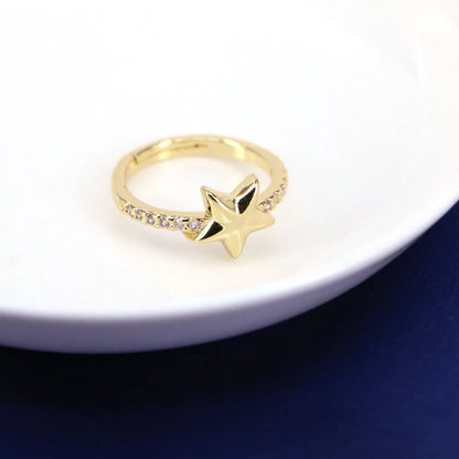 Fashion Star Copper Open Ring Plating Inlay Zircon Copper Rings