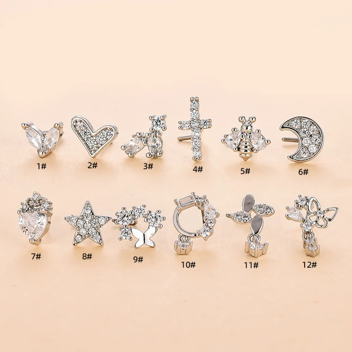 Fashion Star Metal Plating Zircon Nose Studs 1 Piece