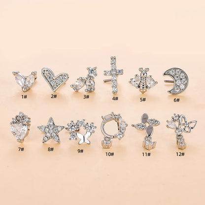 Fashion Star Metal Plating Zircon Nose Studs 1 Piece