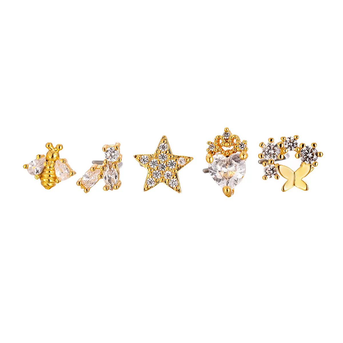 Fashion Star Metal Plating Zircon Nose Studs 1 Piece